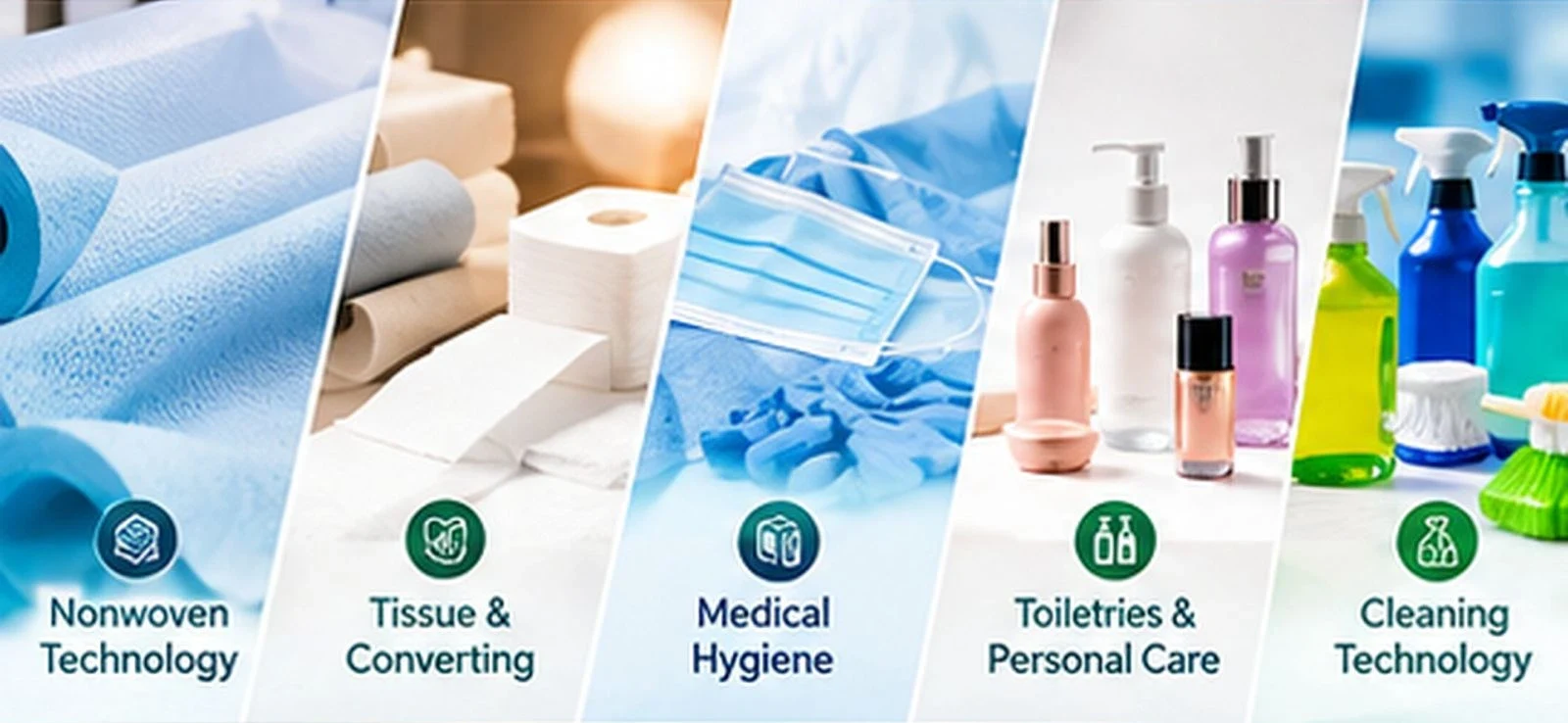 The complete hygiene ecosystem: nonwoven, tissue, medical hygiene, toiletries and cleaning technology