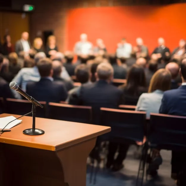 A speaker presenting to the audience